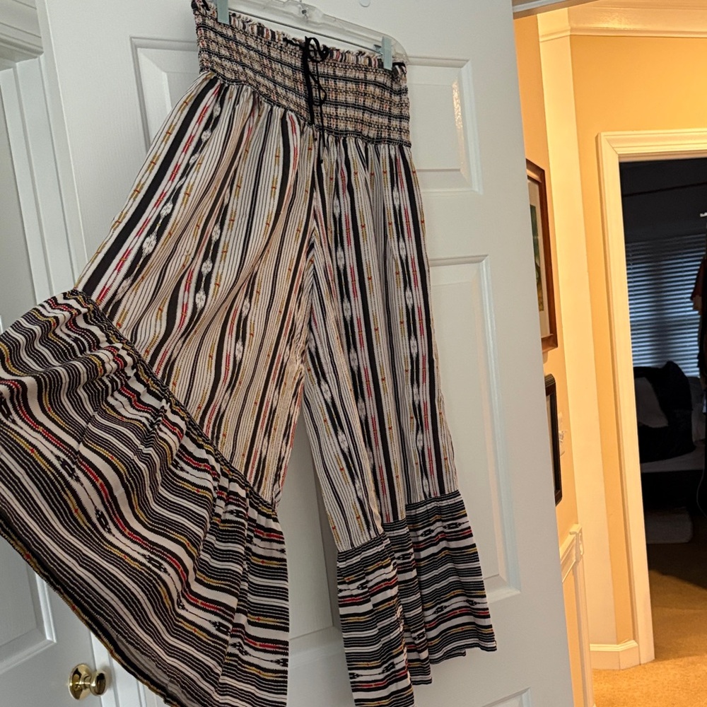 Anthropologie Striped Boho Maxi Skirt in Black, Tan & Cream - Picture 3 of 5